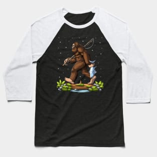 Bigfoot Fishing Baseball T-Shirt